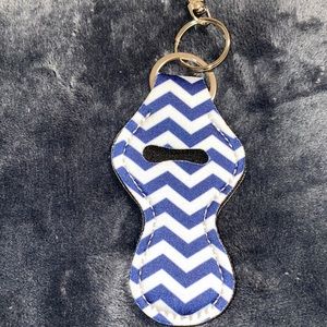 New navy zigzag chapstick holder keychain